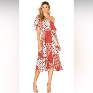 House of Harlow 1960 x Revolve Leya rose patchwork asymmetric dress. Large